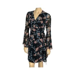 Cynthia Steffe Black and‎ Pink Floral Long Sleeve Dress-NWOT